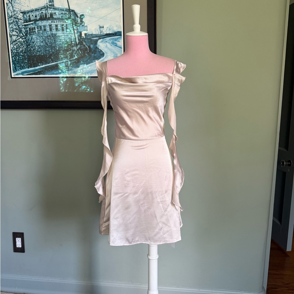 Cider Mini Dress White Ivory Satin Mini Dress Extra Small XS